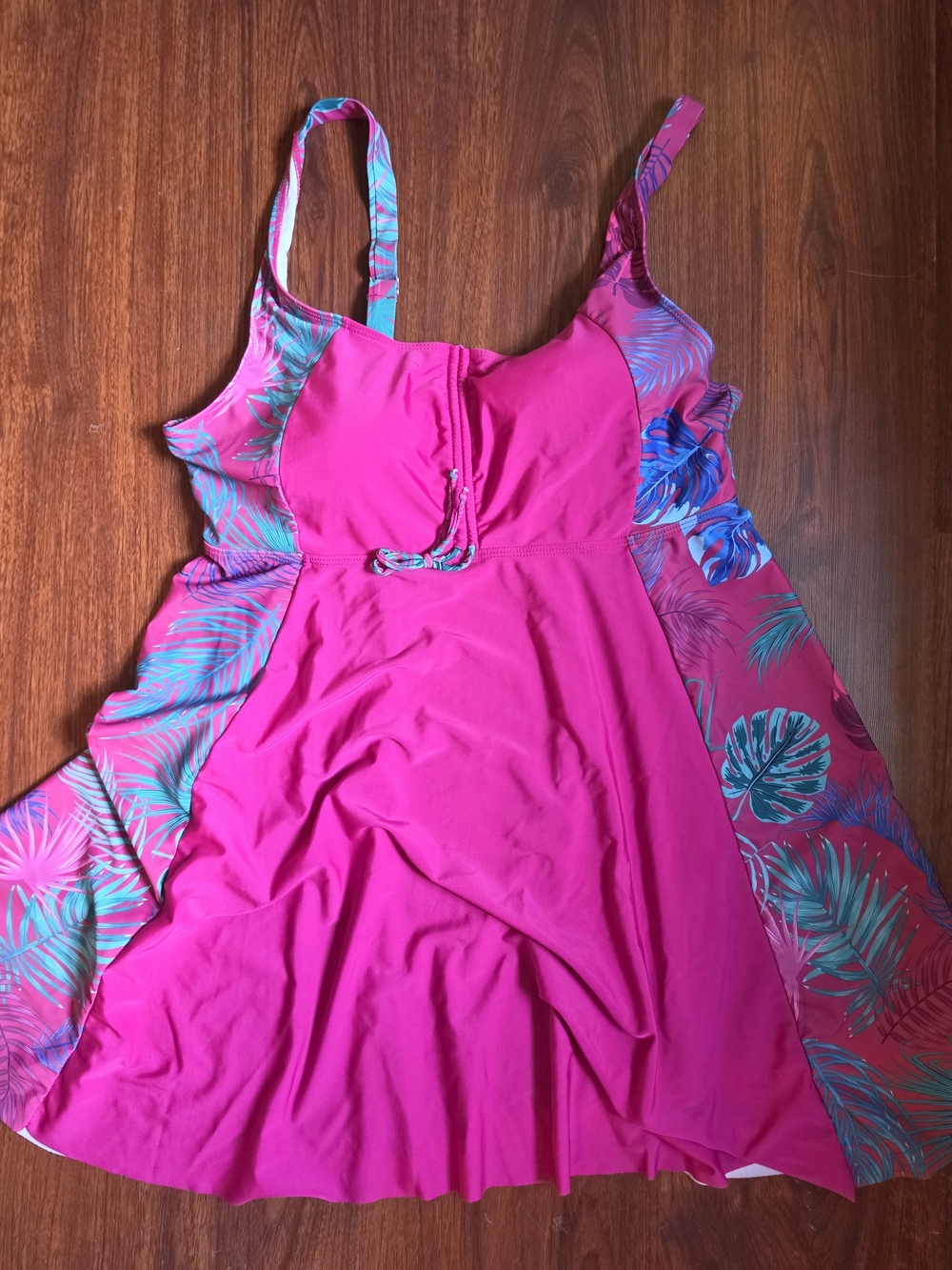 Pink Tropical Palm Print Swim Cover Up Top 2XL